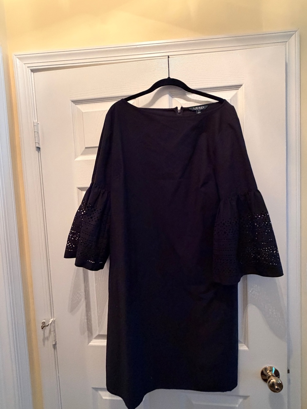 Ralph Lauren Black Bell-Sleeve Eyelet Shift Dress